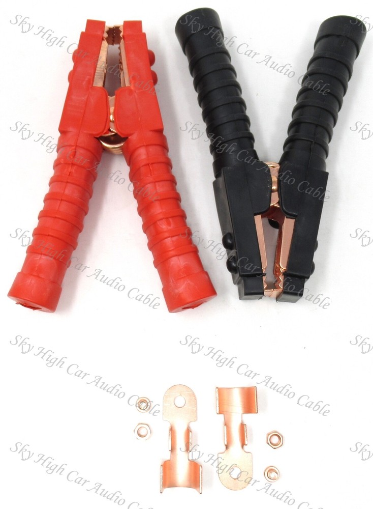 Pair 4GA Copper Plated Insulated Car Battery Alligator Clamp 1000A Red Black
