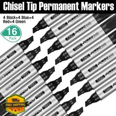 Fuutreo Jumbo Permanent Markers Thick Black 16 Pcs