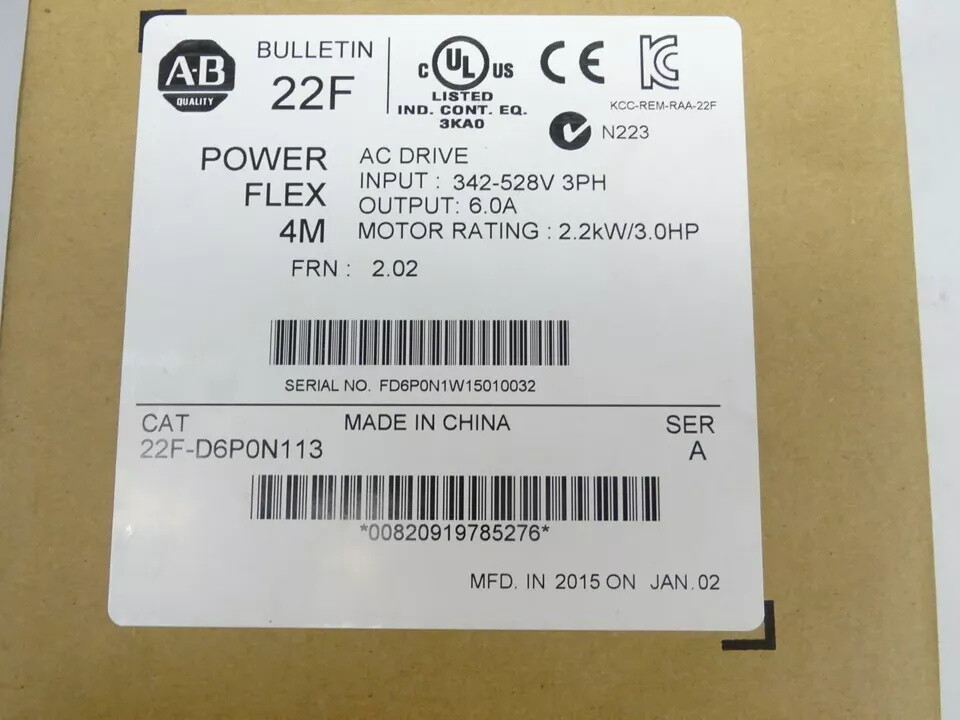 22FD6P0N113 Allen-Bradley 22F-D6P0N113 PowerFlex 4M 2.2KW 3HP AC Drive
