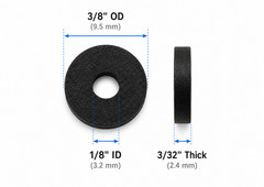 1/8″ ID #6 Premium Rubber Flat Washers 3/8″ OD 3/32″ Pack Sizes