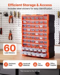 VEVOR 60-Drawer Storage Organizer Plastic Drawer Parts Storage Cabinet Stackable