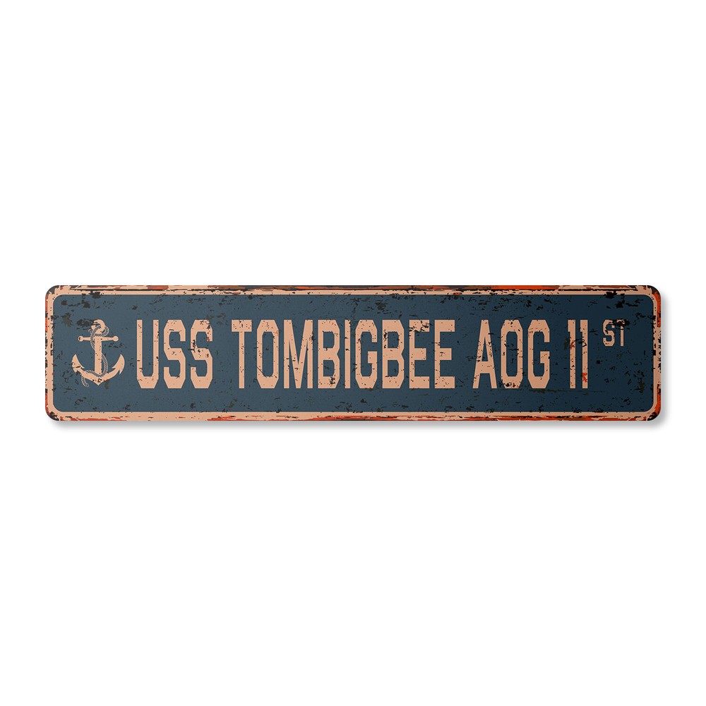 USS TOMBIGBEE AOG 11 Vintage Street Sign us navy ship veteran sailor rustic gift