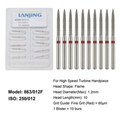 Dental Diamond Bur Flame Diamond Burs Fine High Speed Friction Grip 863/012F