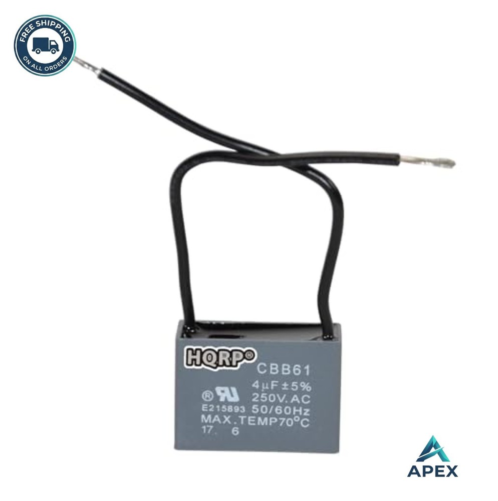 Ceiling Fan Capacitor 4uf 2-Wire 250VAC UL Listed CBB61 Replacement for Motor