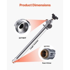12 in Frost-Free Sillcock 1/2″ PTC x 3/4″ MHT Hose Bibb Anti-Siphon Valve