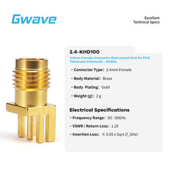 2.4mm Female Connector End Launch Suit for PCB Thickness 0.9mm, DC – 50GHz