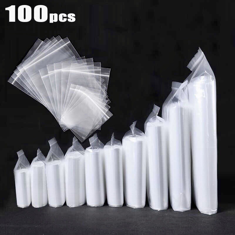 100 – Clear Reclosable Zip Lock Plastic Ziplock Bags Poly Zipper Jewelry FDA New