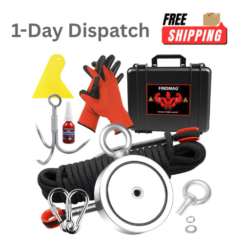 .FINDMAG 2625lbs Double Sided Fishing Magnet Kit Black