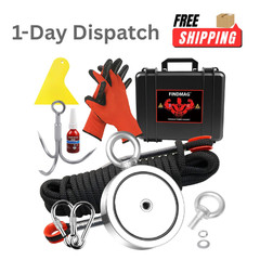 .FINDMAG 2625lbs Double Sided Fishing Magnet Kit Black