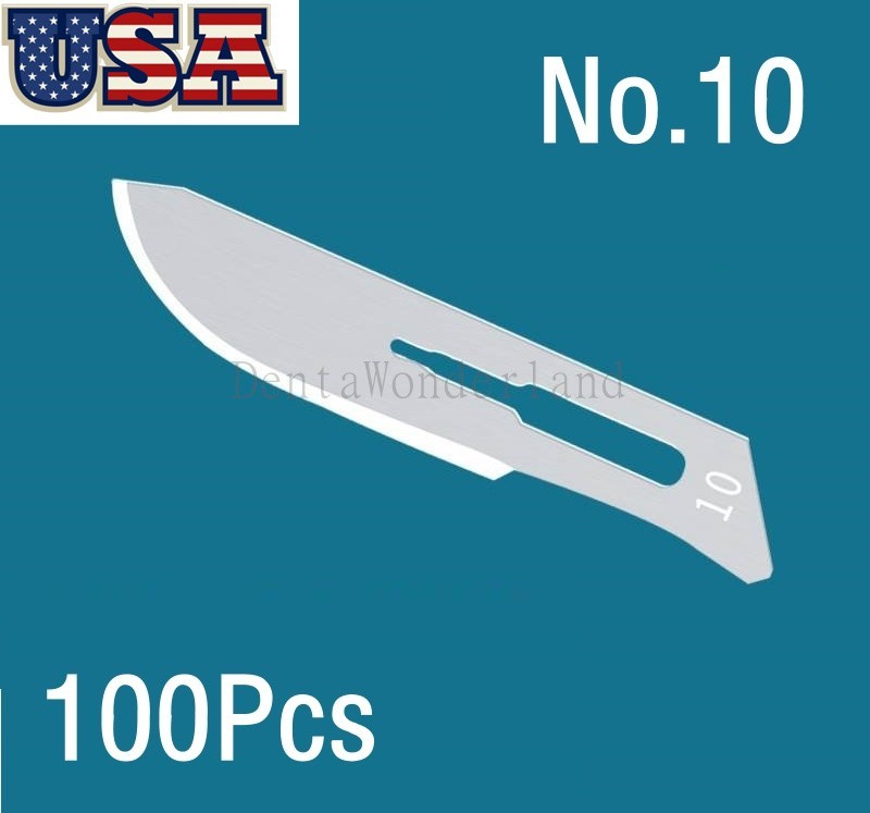 100Pcs Dental Surgical Blade Sterile Carbon Steel Scalpel #10/11/15/22/24/60