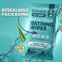 Extra Large Body Wipes for Adults Bathing No 10 Count (Pack of 4), White