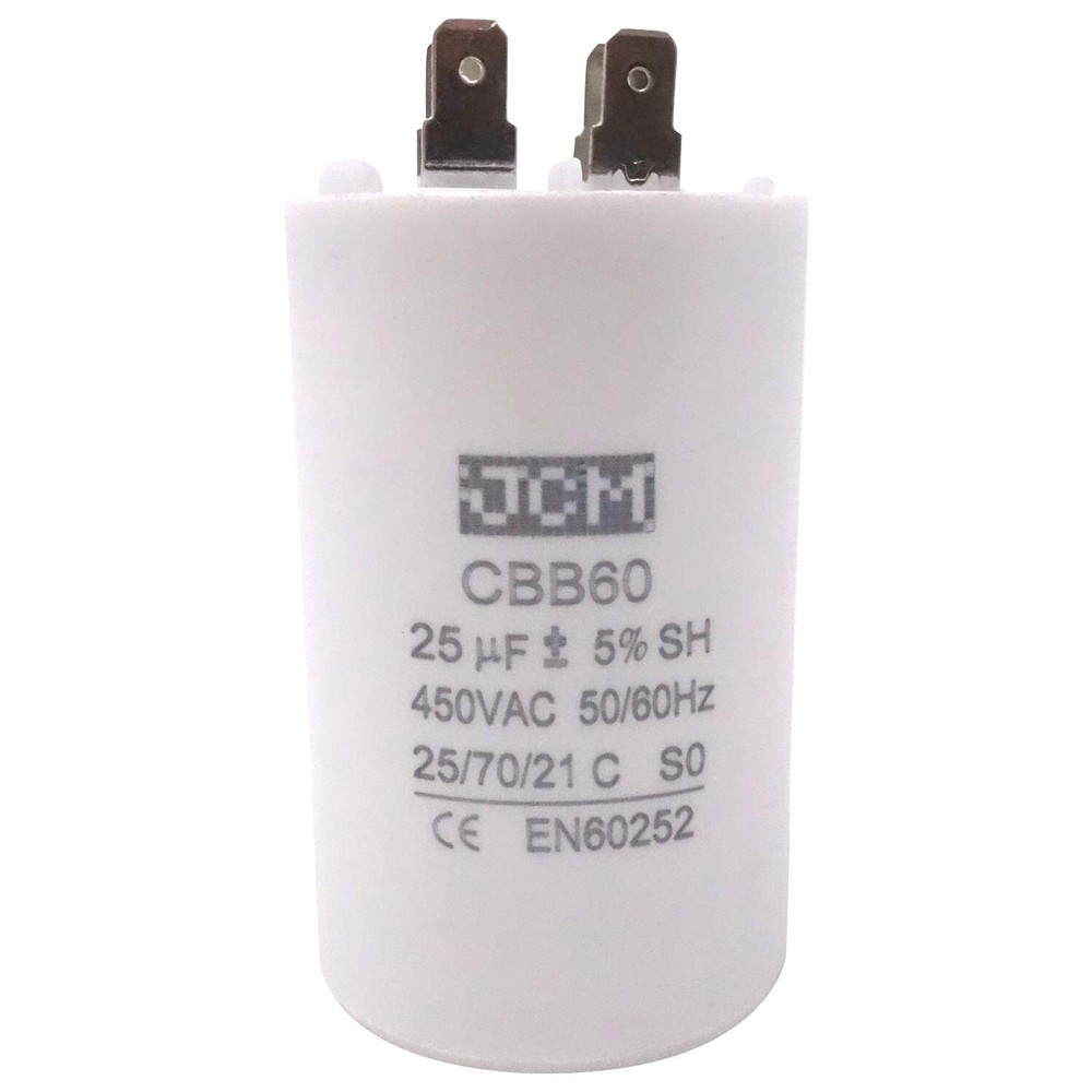 25UF 450VAC Motor Run Capacitor 450V AC CBB60 25 UF Round White 50/60HZ Cap