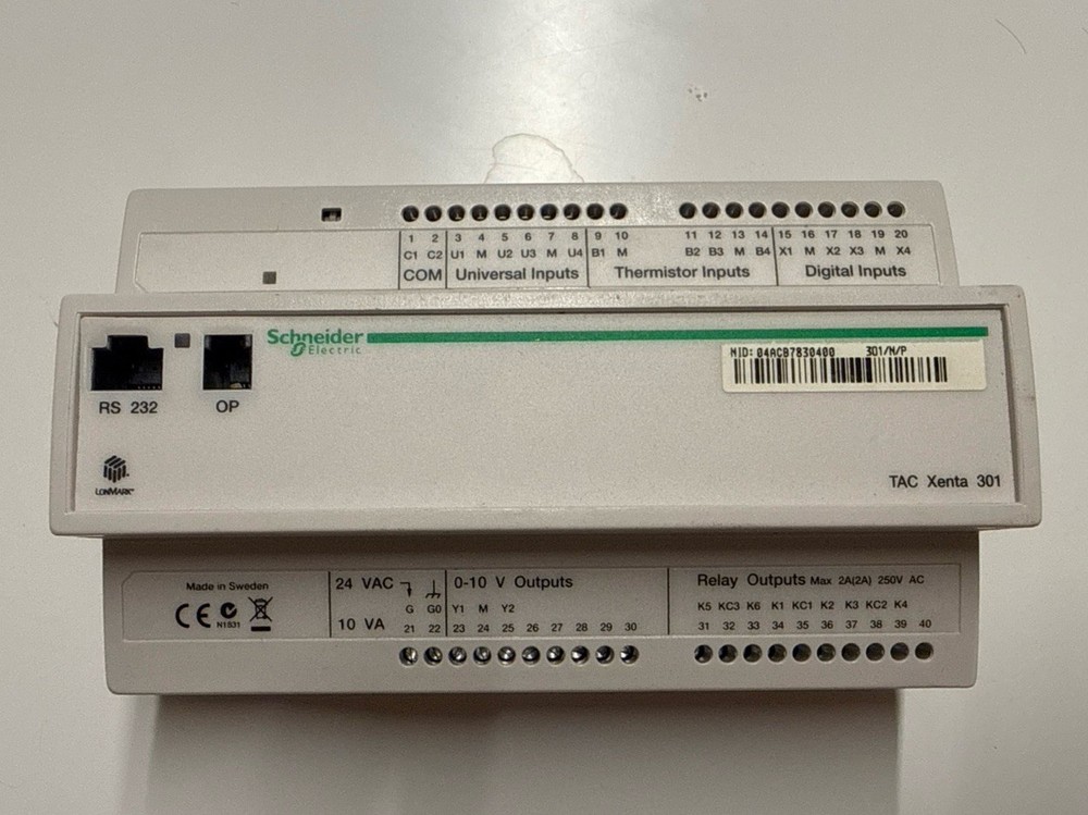 TAC Xenta 301/N/P, 0-073-0009-2, HW 2.2 POGRAMMABLE Controller