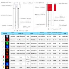 100pcs 2x3x4 2x5x7 5x4x6 mm Rectangle Square Oval Clear Diffused Color LED Diode