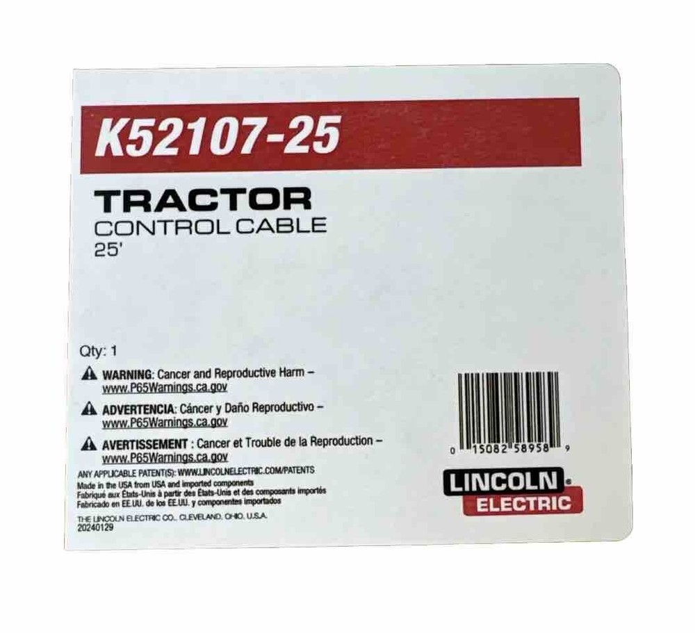 K52107-25 Lincoln Electric Tractor CONTROL CABLE 25FT 7.6 M
