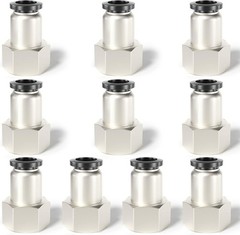 Female Straight 1/4 Inch Tube OD x 1/4 Inch NPT Thread Push to Connect Fittin…