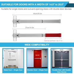 25.5″ Stainless Steel Panic Exit Device – Push Bar Door Lock for Single/Double D