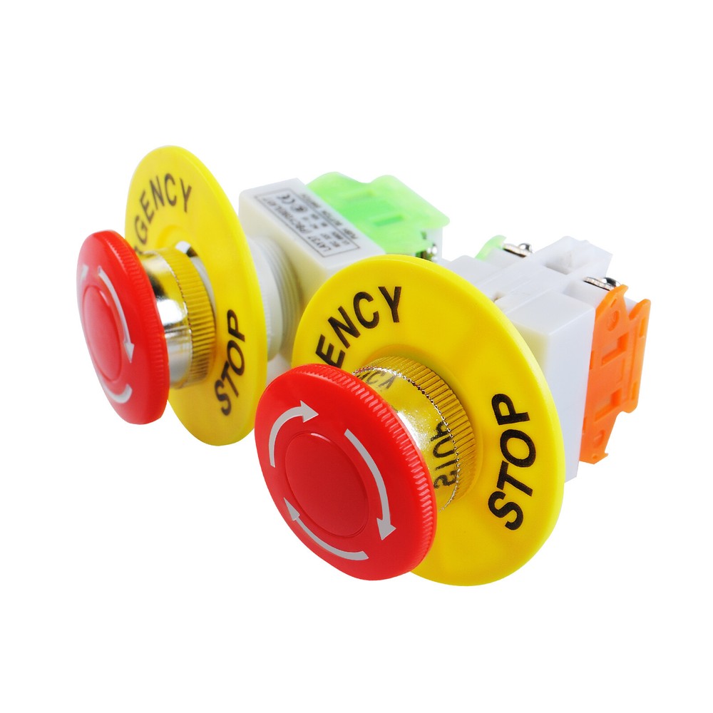 1NC+NO 22mm Emergency Stop Push Button Switch Red Mushroom Equipment e Stop Shut