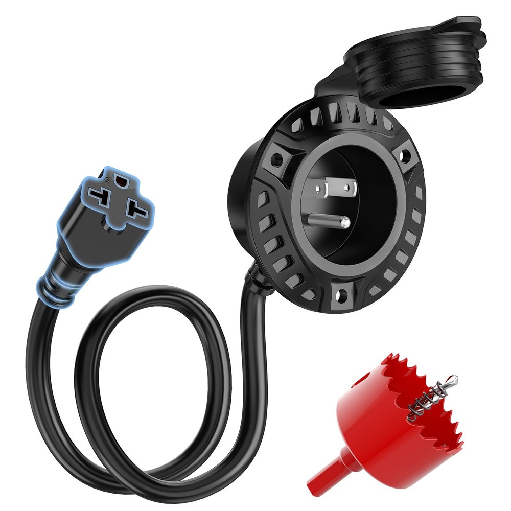 20A 125V AC Power Port Plug 5-in-1 RV Shore Power Inlet Plug Hole Saw RV Trailer