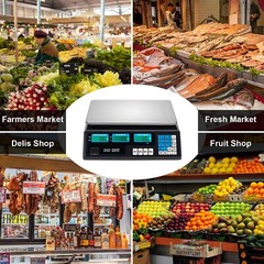 US 40kg/5g Digital Price Computing Scale Black for Vegetable Food US Plug w/ LCD