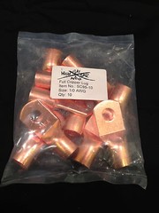 (10) 1/0 Gauge Copper Ring Terminals 3/8″ RED/BLACK Heat Shrink Tubing LUGS