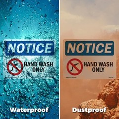 Hand Wash Only OSHA Notice Sign Metal, Plastic, Or Decal – 5 or 10 Pack