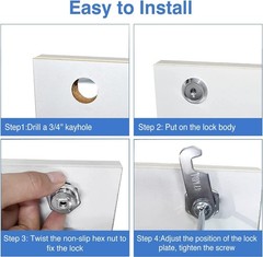 Cylinnda Cabinet Locks, 1-1/2″ Long Cam Locks Keyed Alike, 1-1/2 Inch, 4 pack