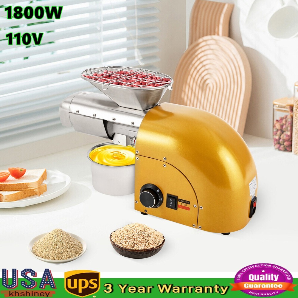 Oil Press Machine Nut Seeds Oil Extractor Beans Expeller Cold & Hot 1800W Home