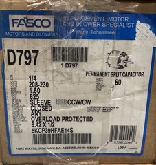 Fasco D797 Motor 1/4HP 208-230V 825 RPM 5KCP39HFAE14S NEW IN BOX! FREE SHIPPING!