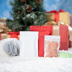 Various Sizes Matte Clear Front Color Back Foil Mylar Flat Zip Lock Bag Xmas