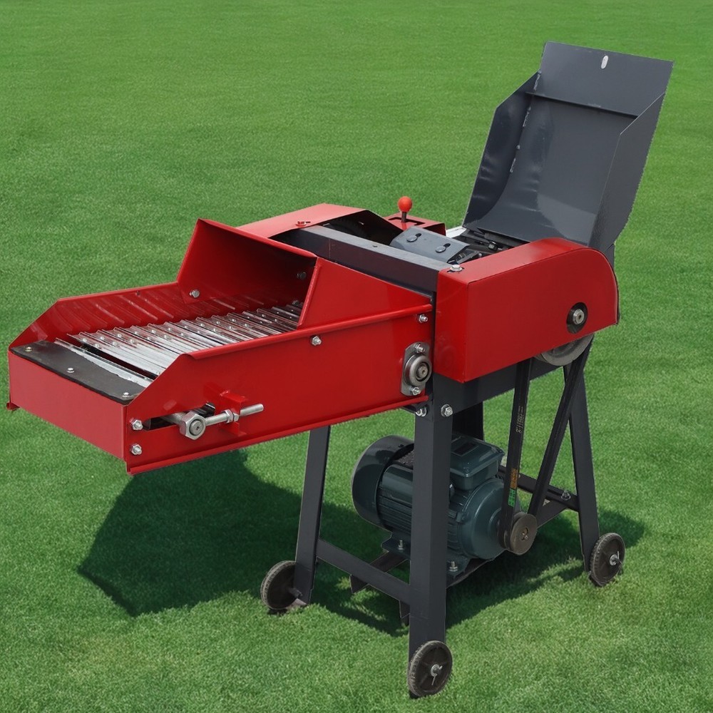 6 Blade Hay Cutter with Conveyor Belt Grass Grinder Corn Wheat 500-1000KG/H 220V