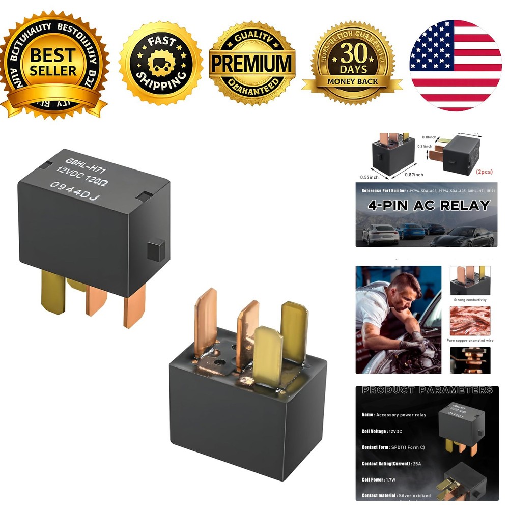 G8HL-H71 AC Starter Relay 4 Pin 2 Pack Replace 39794-SDA-A03 for Honda Accord