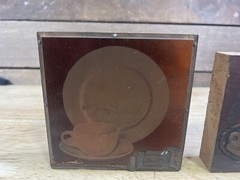 Vintage Pair Mayer China Original Pattern Copper Printers Blocks Pittsburgh PA