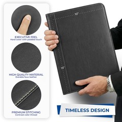 Contrast Stitch Faux-Leather Padfolio, Business Portfolio for Men and Women, …