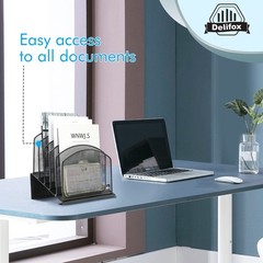 Inclined Metal Desk File Organizer Vertical File Folder Stand Holder Rack