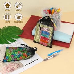 10 Pcs Black Small Mesh Drawstring Bags 15 x 10 cm Storage Pouches