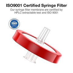 100pcs PTFE No-Sterile Syringe Filters 25mm 0.45μm Hydrophilic HPLC Wheel Red US