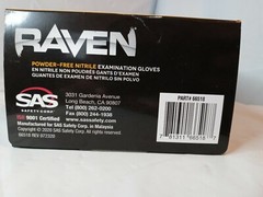 100/Box SAS Safety Raven Black 6 MIL Nitrile Exam Gloves Large 66518 New