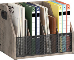 CHOEZON Wooden Desktop File Organizer with Removable Dividers, Mesh Front Panel