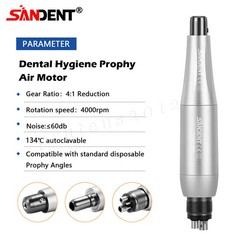 1-5 Dental Hygiene Prophy Handpiece 4:1 Straight Nose + Air Motor 4H 360° Swivel