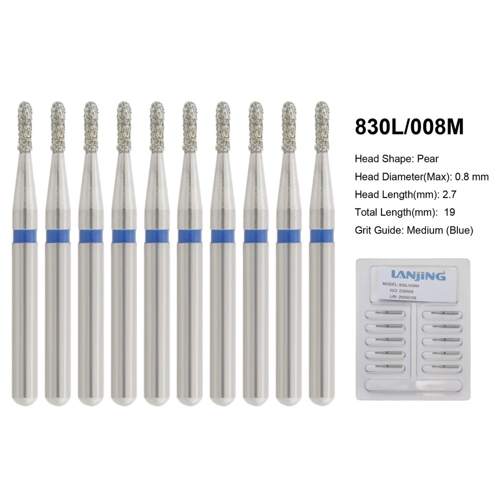 Dental Bur 330 Pear Diamond Bur FG 830/010 830/008 Medium Coarse Grit High Speed
