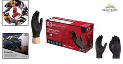 Ambidextrous Nitrile Gloves, Black, 3 Mil, 100 Count for Cleaning and Cooking