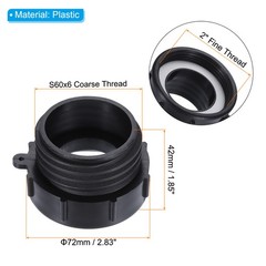 IBC Tote Adapter 2″ Fine Female x S60x6 2″ Coarse Male Drain Plug Connector