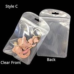 Multi-Size Front Clear Back Color Glossy Flat Mylar Zip Lock Bag w/ Hang Hole