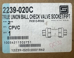 SPEARS 2239-020C True Union Ball Check Valve SOCKET/FIPT 2” CPVC || NIB WARRANTY