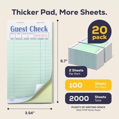 Server Guest Check Book Set – 1000 Sheets, 2 Part Carbonless