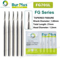 2 PACK WAVE Dental Carbide Burs FG Tapered Fissure Cross Cut Burs Fit High Speed