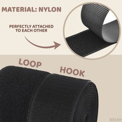 4 Inch Hook and Loop Tape Black (4″x12″) – Non Adhesive Strips for Quick & Ea…