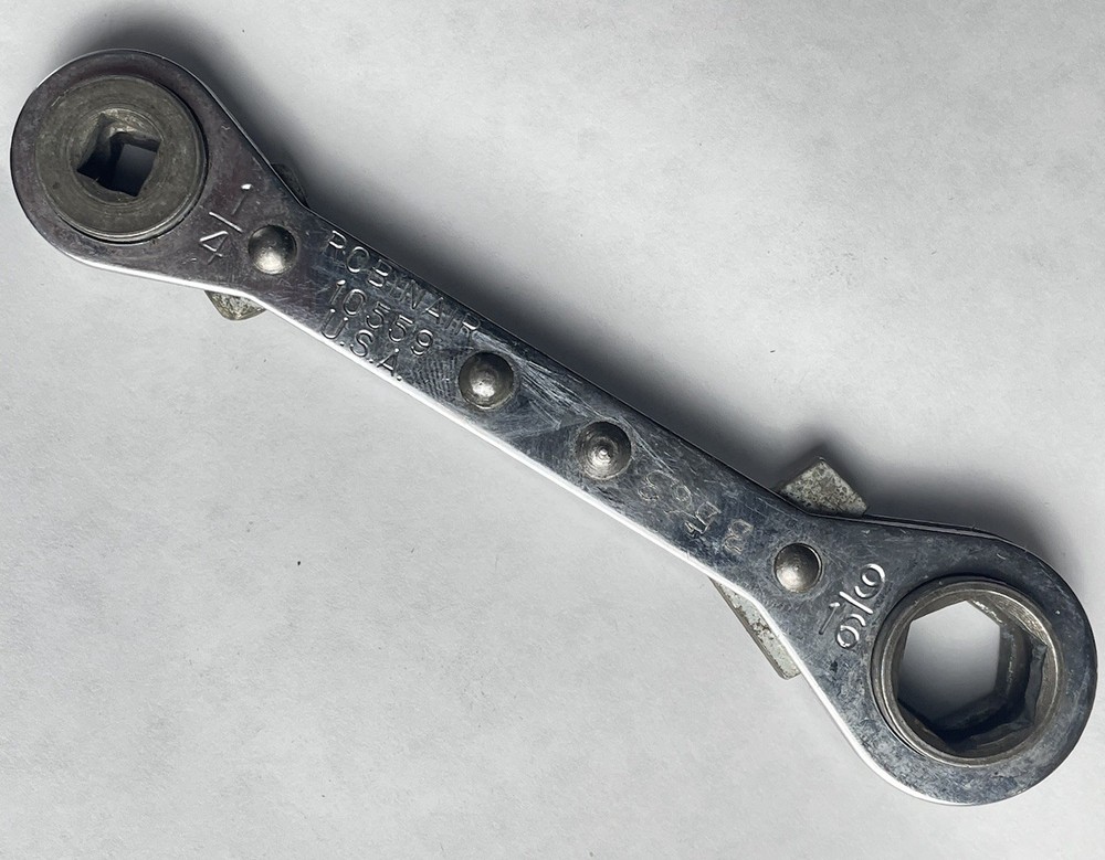 ROBINAIR 10559 1/4-3/16 SQ X 9/16-1/2 6-PT REFRIGERATION RATCHETING WRENCH USA