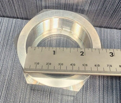 2″ FPT Polished Aluminum Pipe Retaining Nut w Collar, Drilled for Lock Wire